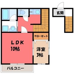 宇都宮駅 バス26分  砥上団地下車：停歩8分 2階の物件間取画像